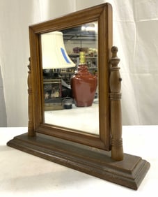 Antique Rotating Wooden Shaving Mirror