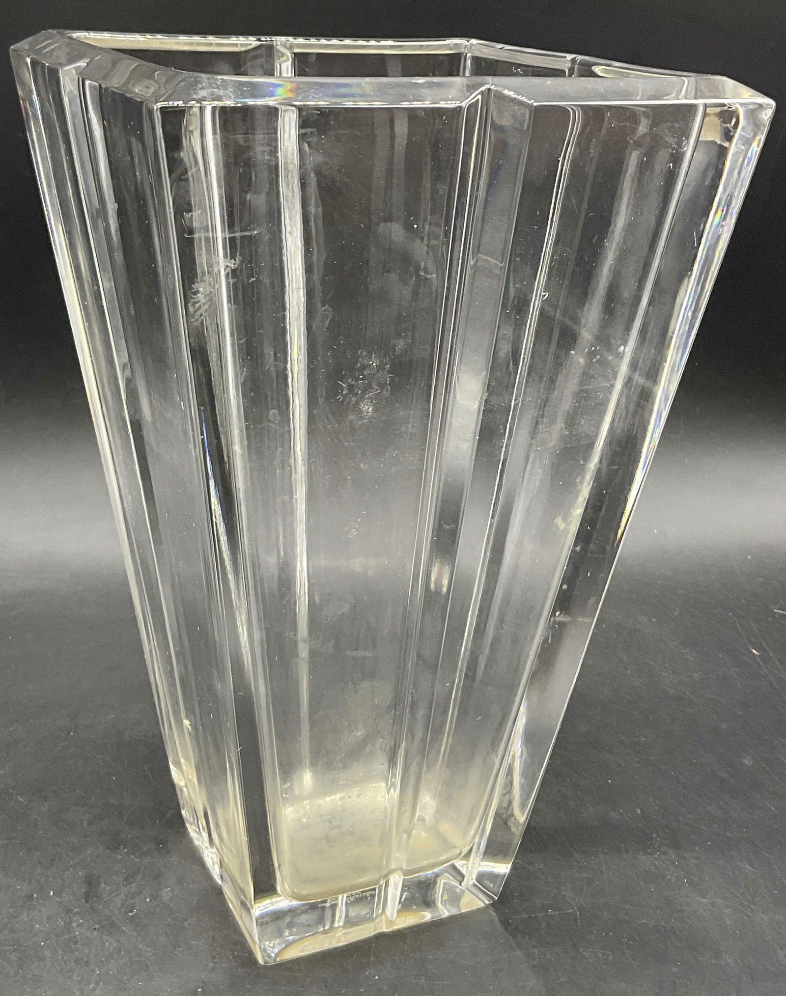 ROSENTHAL GERMANY Signed Vertical Rib Crystal Vase (1 of 8)