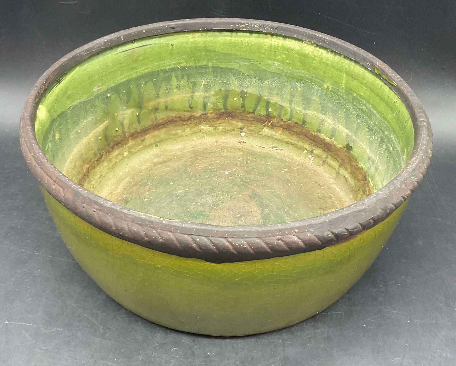 Vintage Green Glazed Ceramic Centerpiece Bowl (1 of 8)