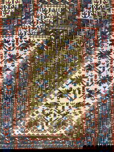 Vintage Handmade Persian Fringed Wool Rug: Runner is handmade and wool. Piece appears to be vintage. Rug has intricate multi tone floral, leaf & geometric detail. Vintage handmade wool Persian rug. Piece measures approximately 46 inches long 3