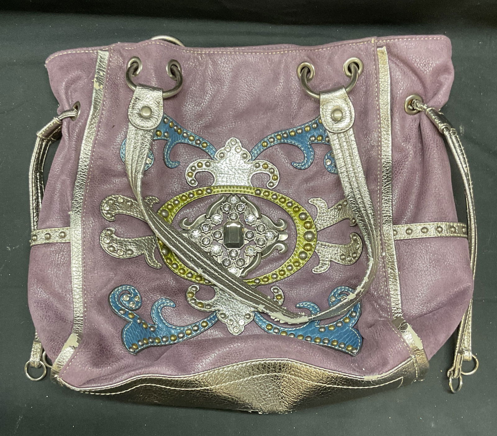 Kathy Van Zealand Purple Faux Leather Handbag (1 of 8)