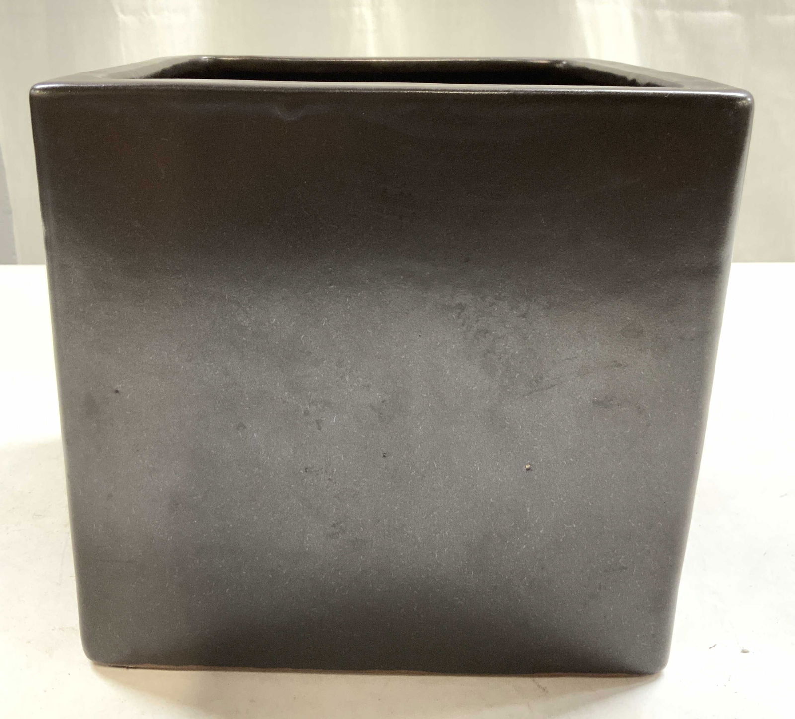Cube Form Ceramic Planter Vessel Brown (1 of 6)