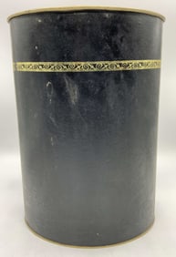 Black Metal Vessel W Decorative Gold Band