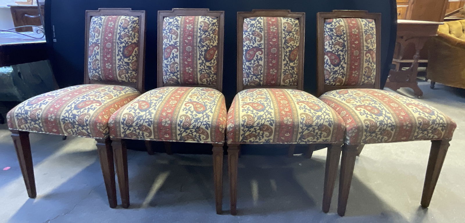 Set 4 Vintage Paisley Patterned Uph Dining Chairs (1 of 9)