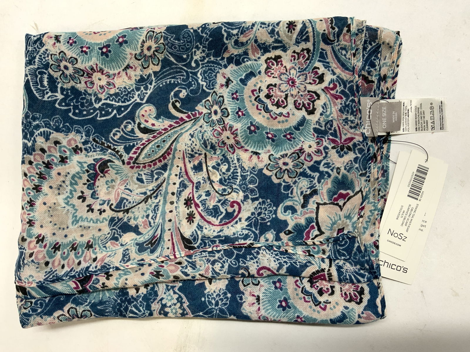 Chicos Striking Teal Multi Oblong Scarf (1 of 7)