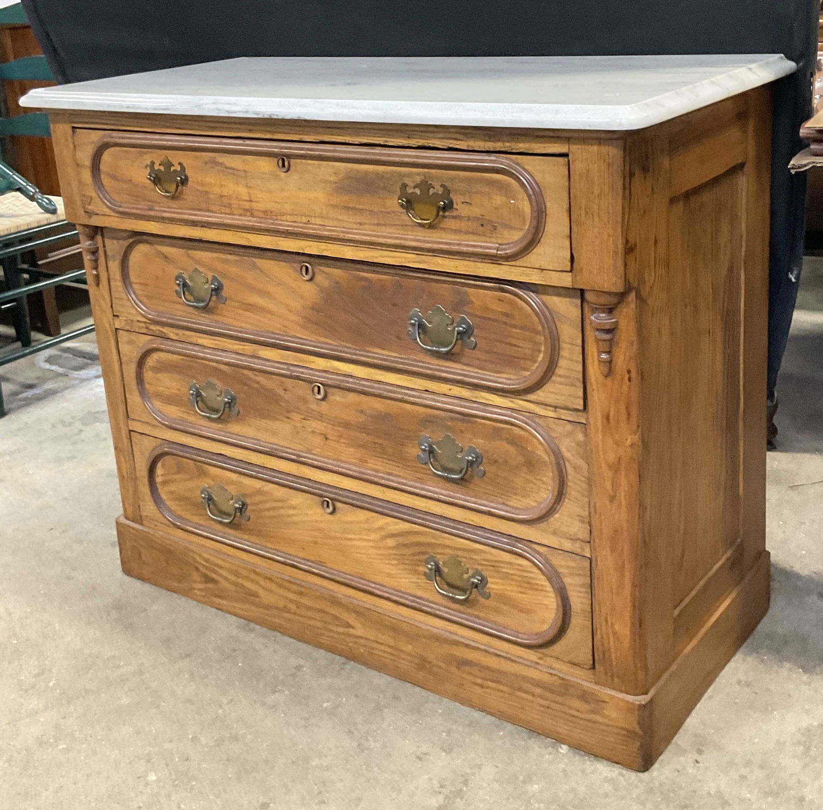 Vintage Marble Topped Four Drawer Dresser (1 of 8)