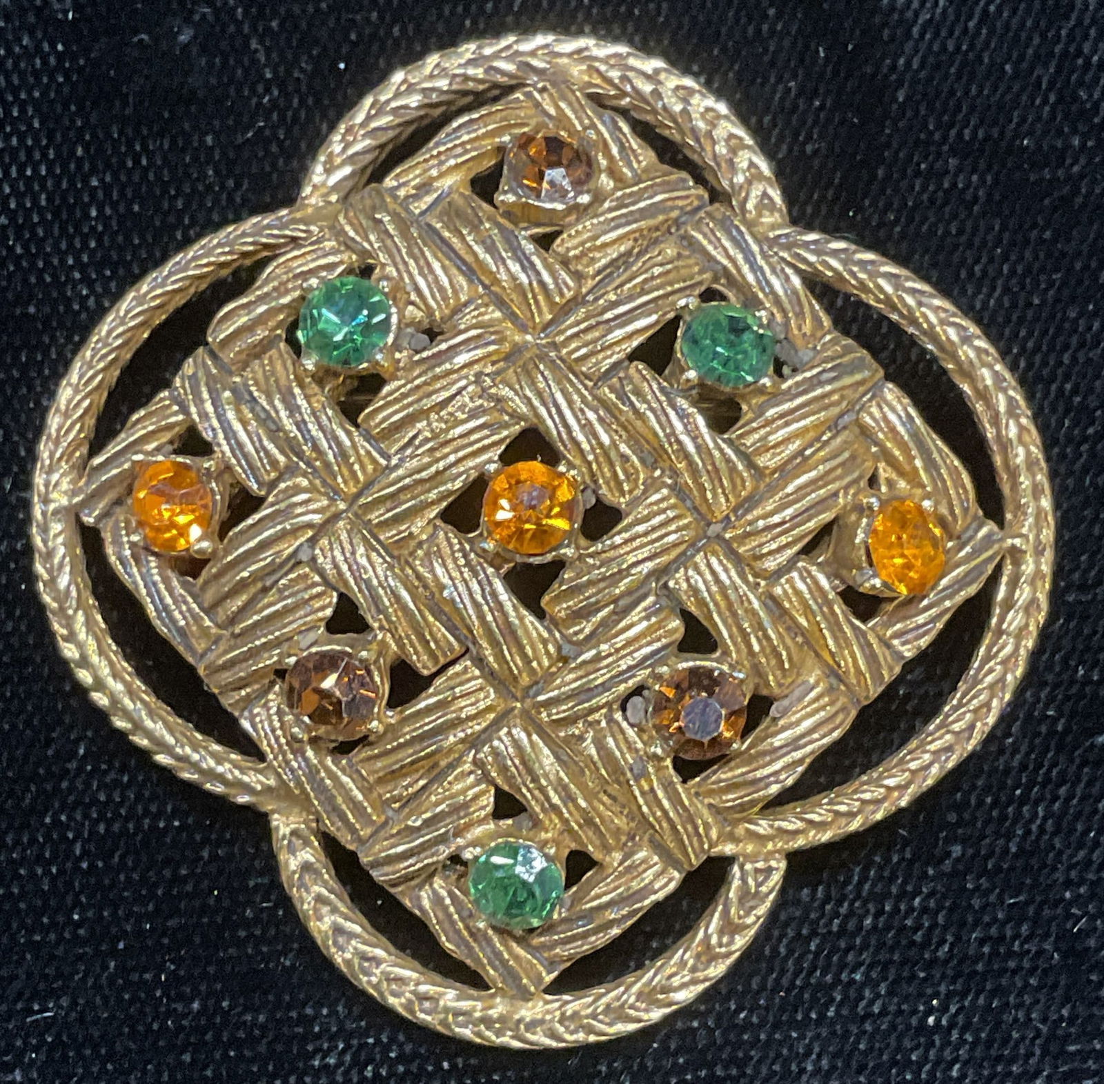 Vintage Florenza Gold Tone Crystal Brooch (1 of 6)
