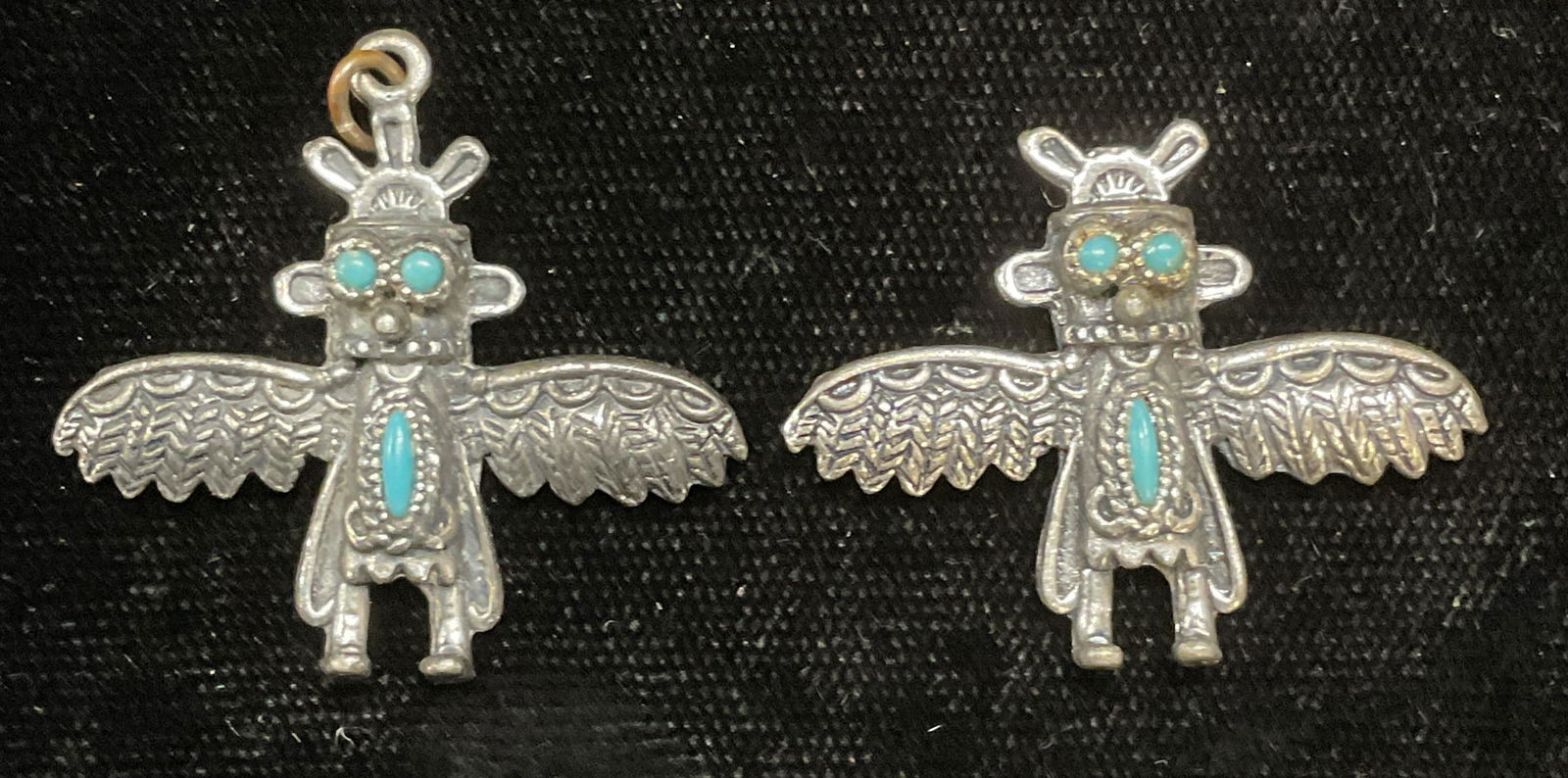 Pair Vtg Sancrest Zuni Style Eagle Pendants (1 of 7)