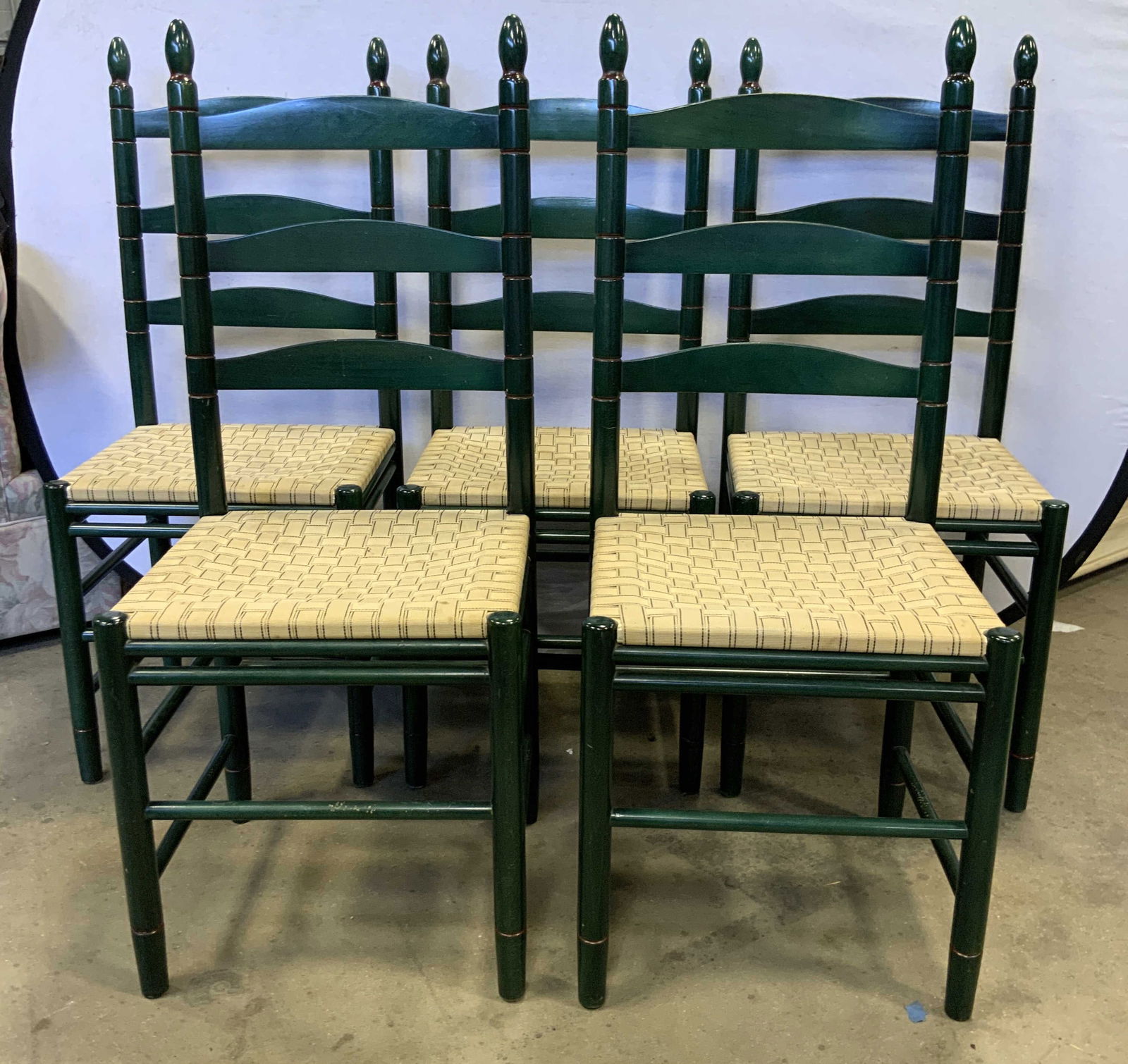 Set 5 Wooden Side Chairs Green (1 of 9)