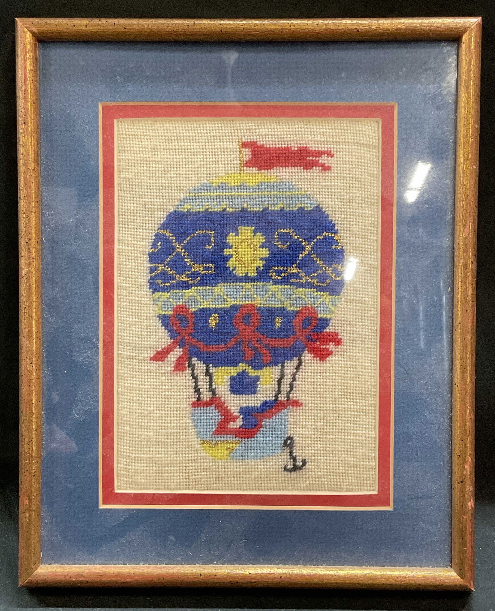 Framed Hot Air Balloon Needlepoint Panel (1 of 6)