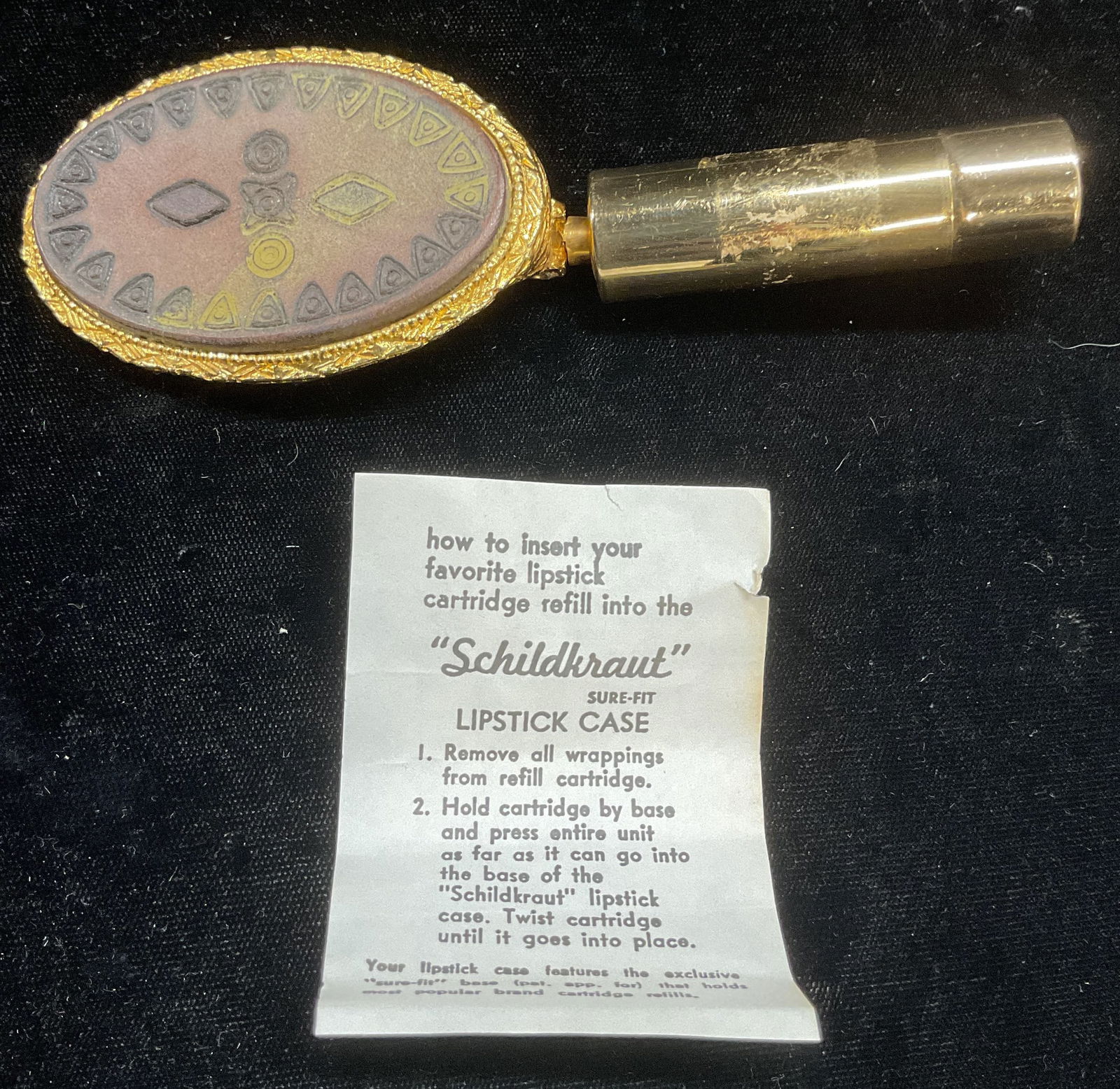 Vtg Schildkraut Lipstick Case Hand Mirror (1 of 7)