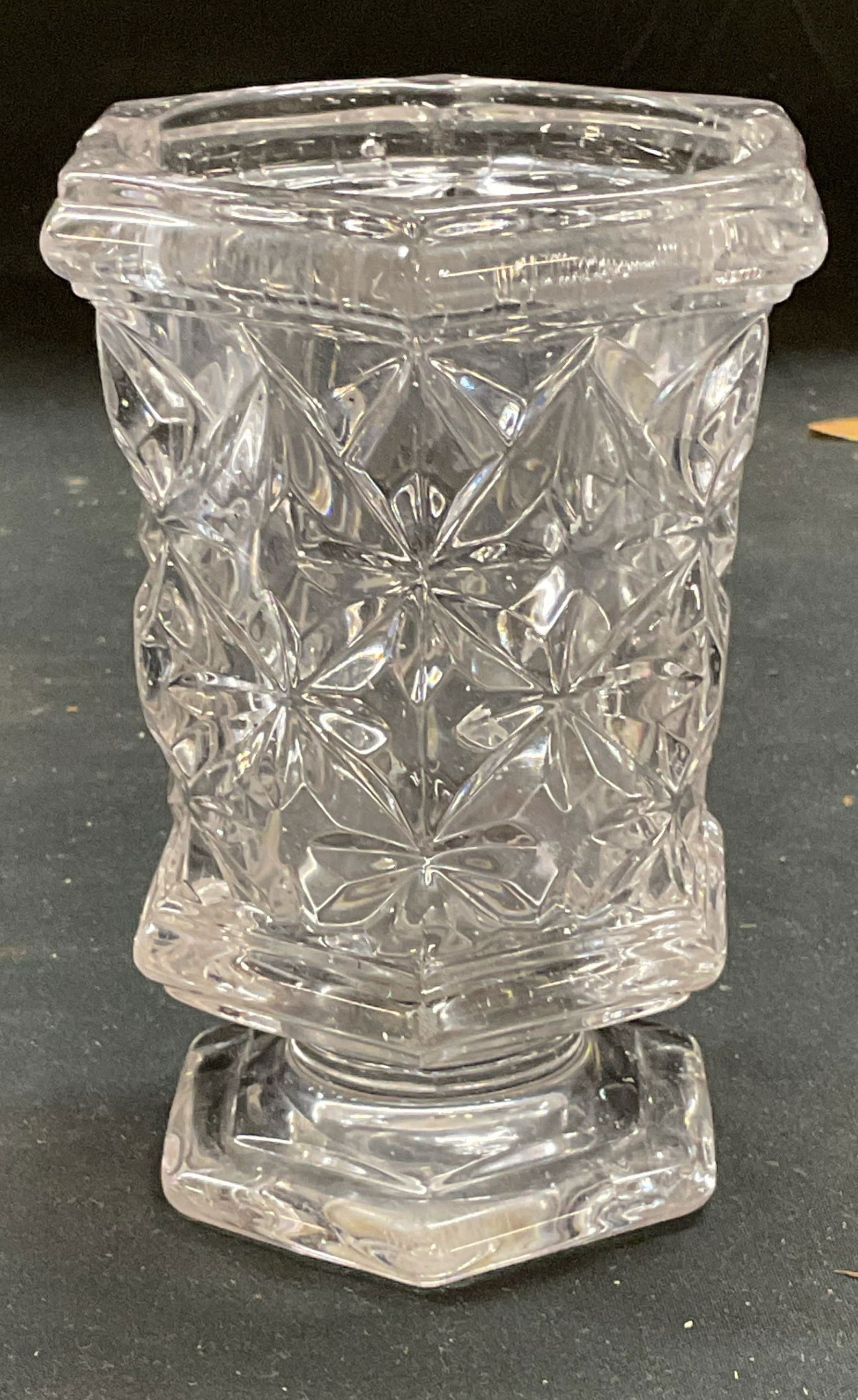 Vintage Crystal Diamond Pattern Footed Vase (1 of 6)