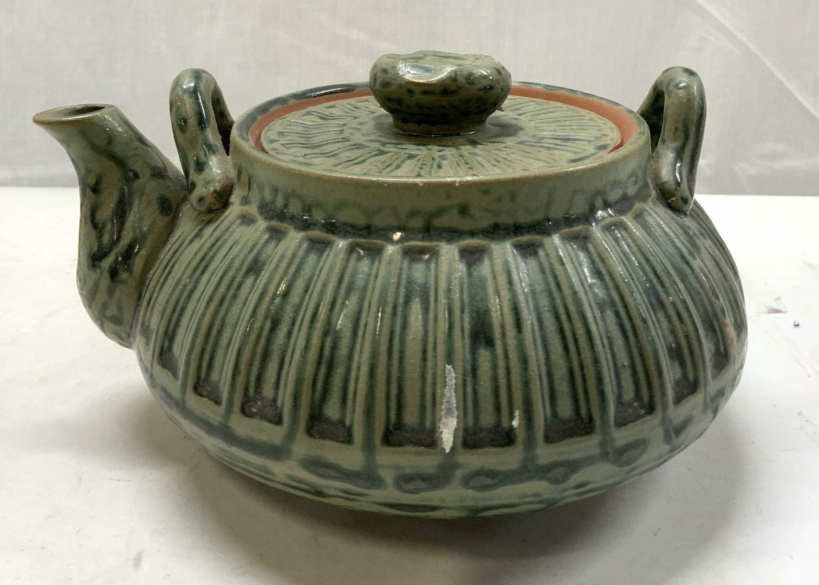 Green Glaze Nakadera Daruma Ceramic Teapot (1 of 7)