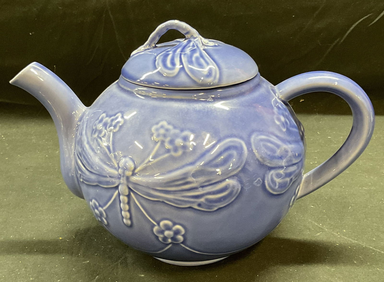World Market Blue Dragonfly Ceramic Teapot (1 of 7)
