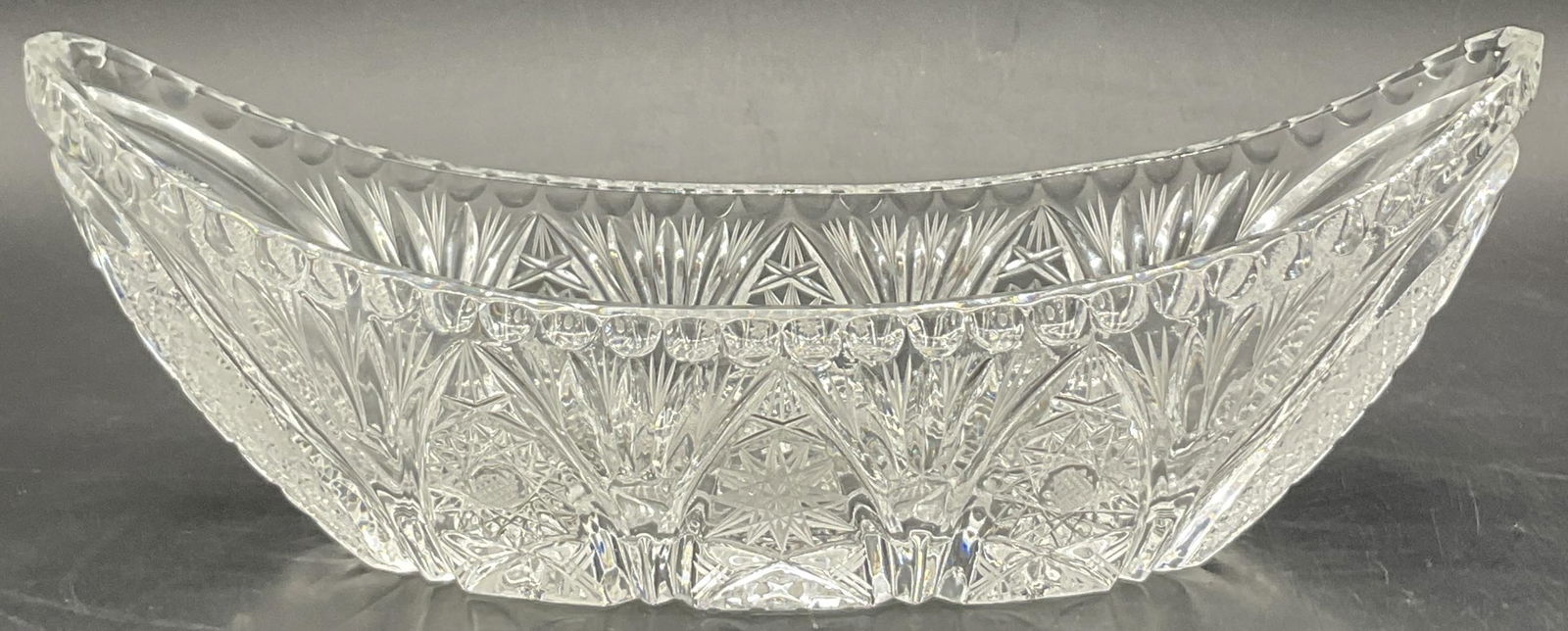 Vintage Cut Glass Elongated Form Bowl (1 of 8)