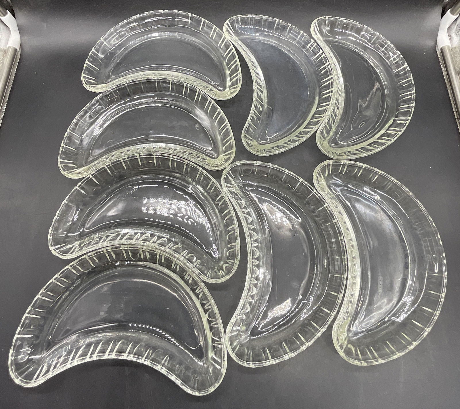 Set 8 Clear Glass Crescent Form Dishes (1 of 7)