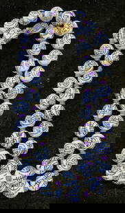 Vtg Asian Blue & White Hand Painted Necklace: Vintage Asian blue and white hand painted porcelain beaded necklace. Drop length approx 12.5 inches. Some wear including scratching observed. Jewelry, estate jewelry, costume jewelry, fashion jewelry,