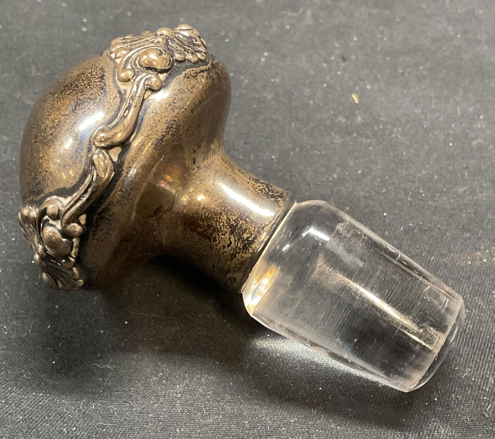 Vtg Signed Sterling Silver Over Glass Stopper (1 of 6)