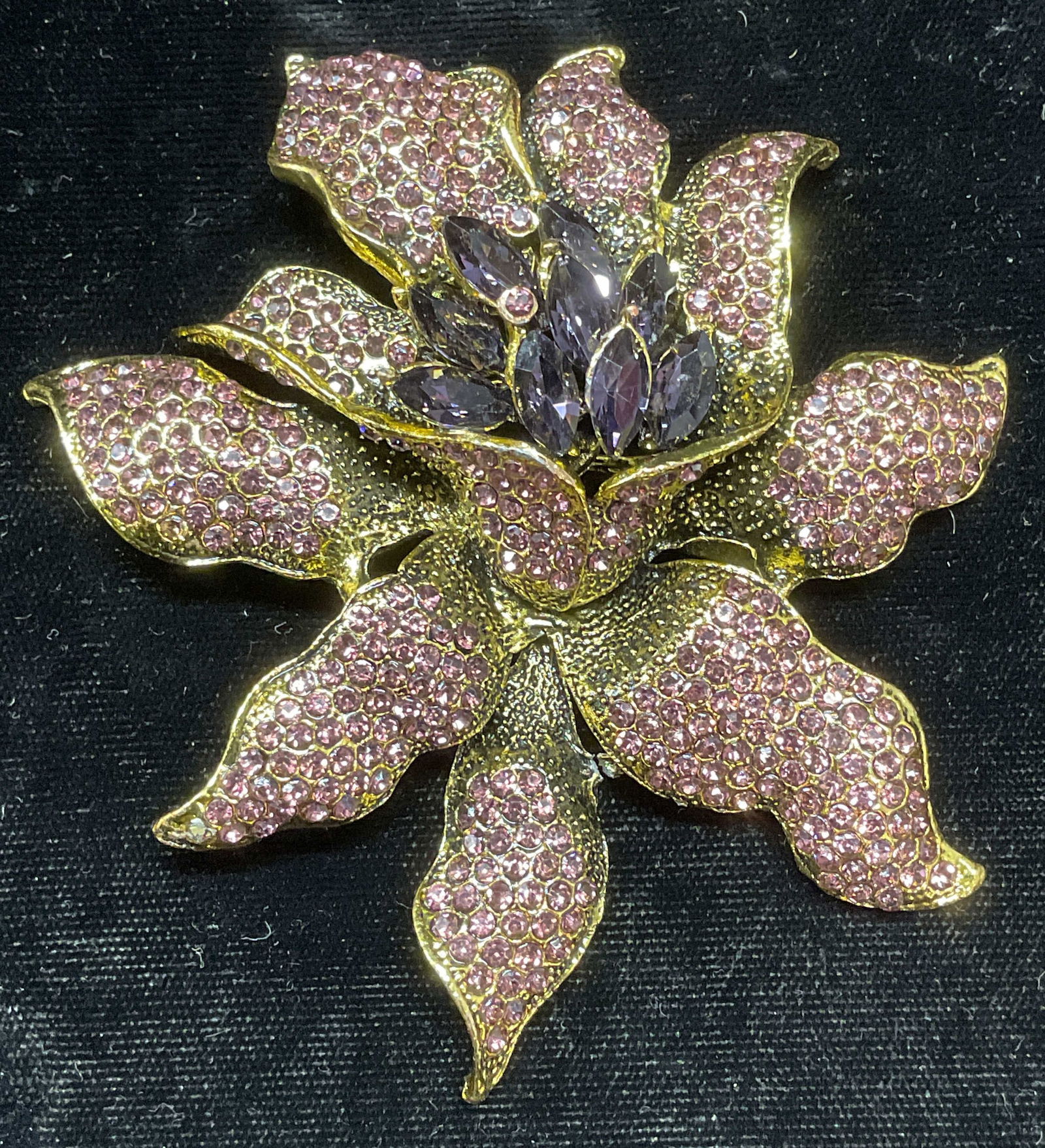 XL Crystal Flower Statement Brooch, 3.75 In L (1 of 6)