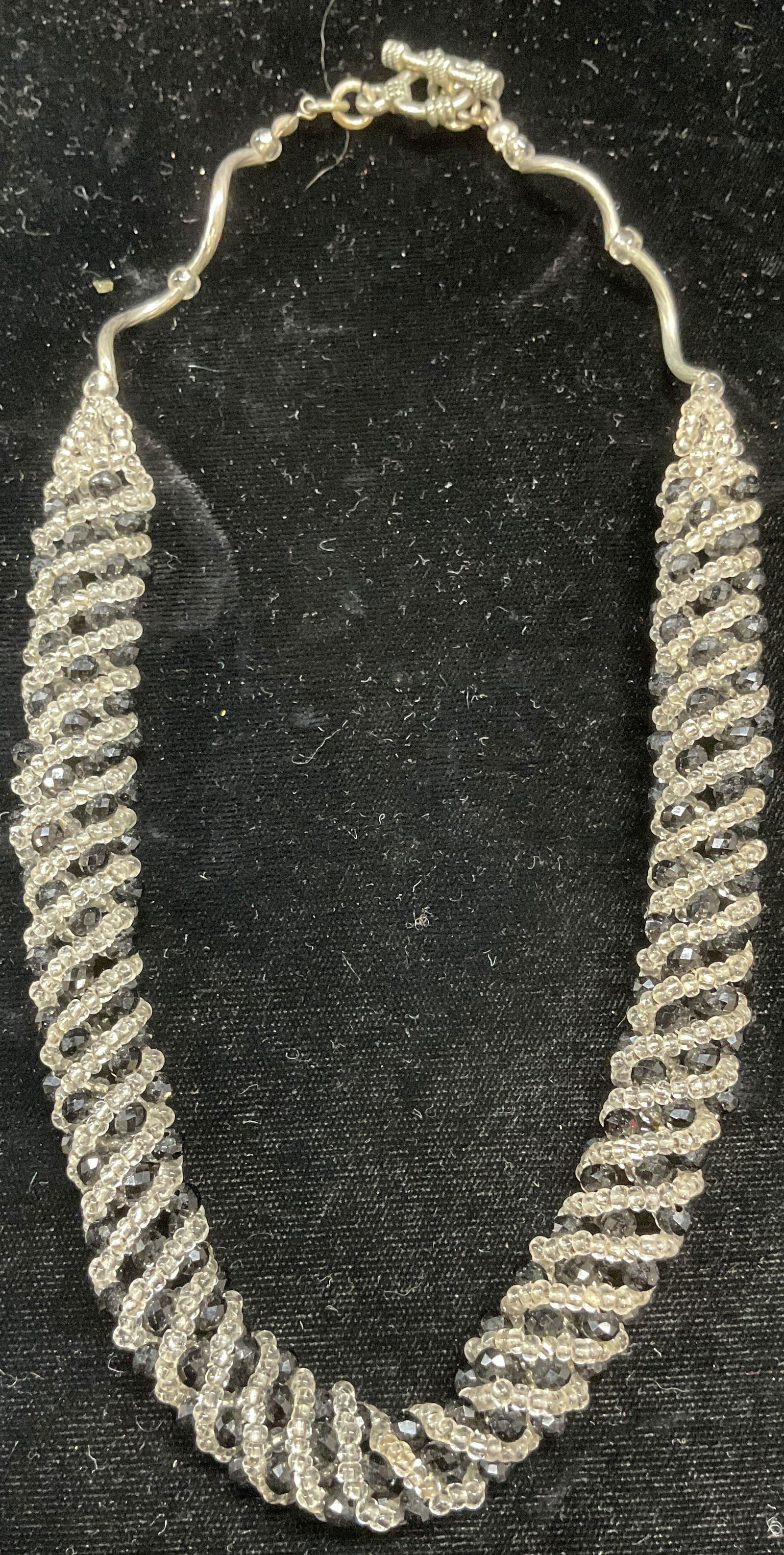 Vintage Black Crystal Beaded Choker Necklace (1 of 6)