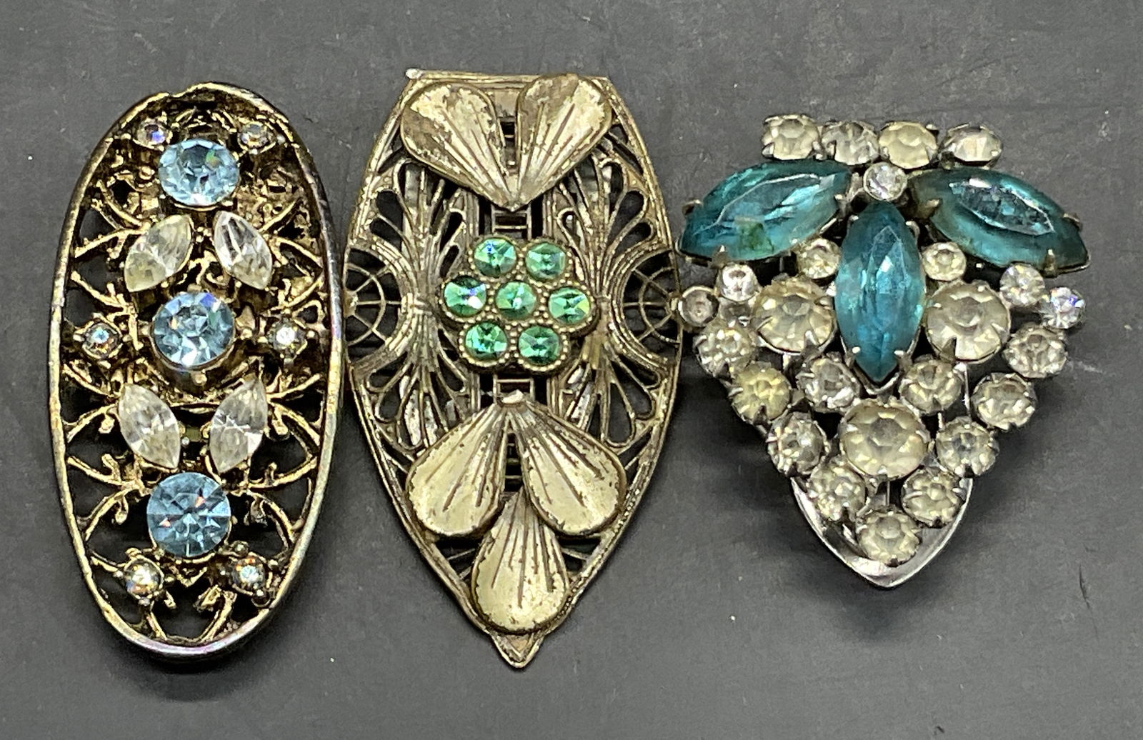Lot 3 Vintage Bejeweled Crystal Scarf / Shoe Clips (1 of 7)