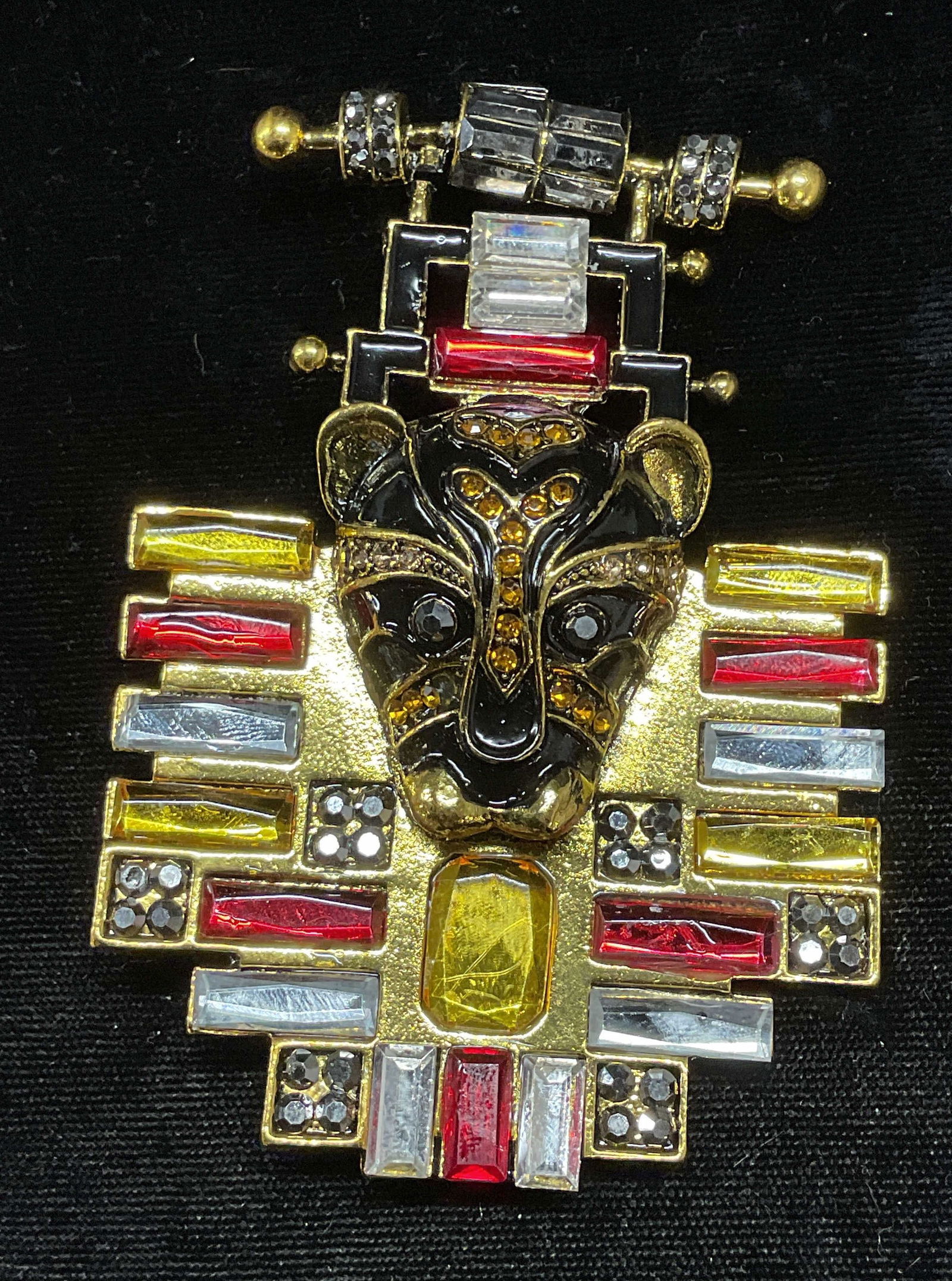 Gold Tn Crystal Leopard Brooch, 3.5 In L (1 of 6)