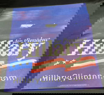 10 H. Clinton 2016 Presidential Campaign Posters: Lot of 10 Hillary Clinton 2016 presidential campaign posters. Printed on thick paper. Double sided. Red, white and blue with American flag motif. GCIU trademark at lower center. Measure approx 21.75 x