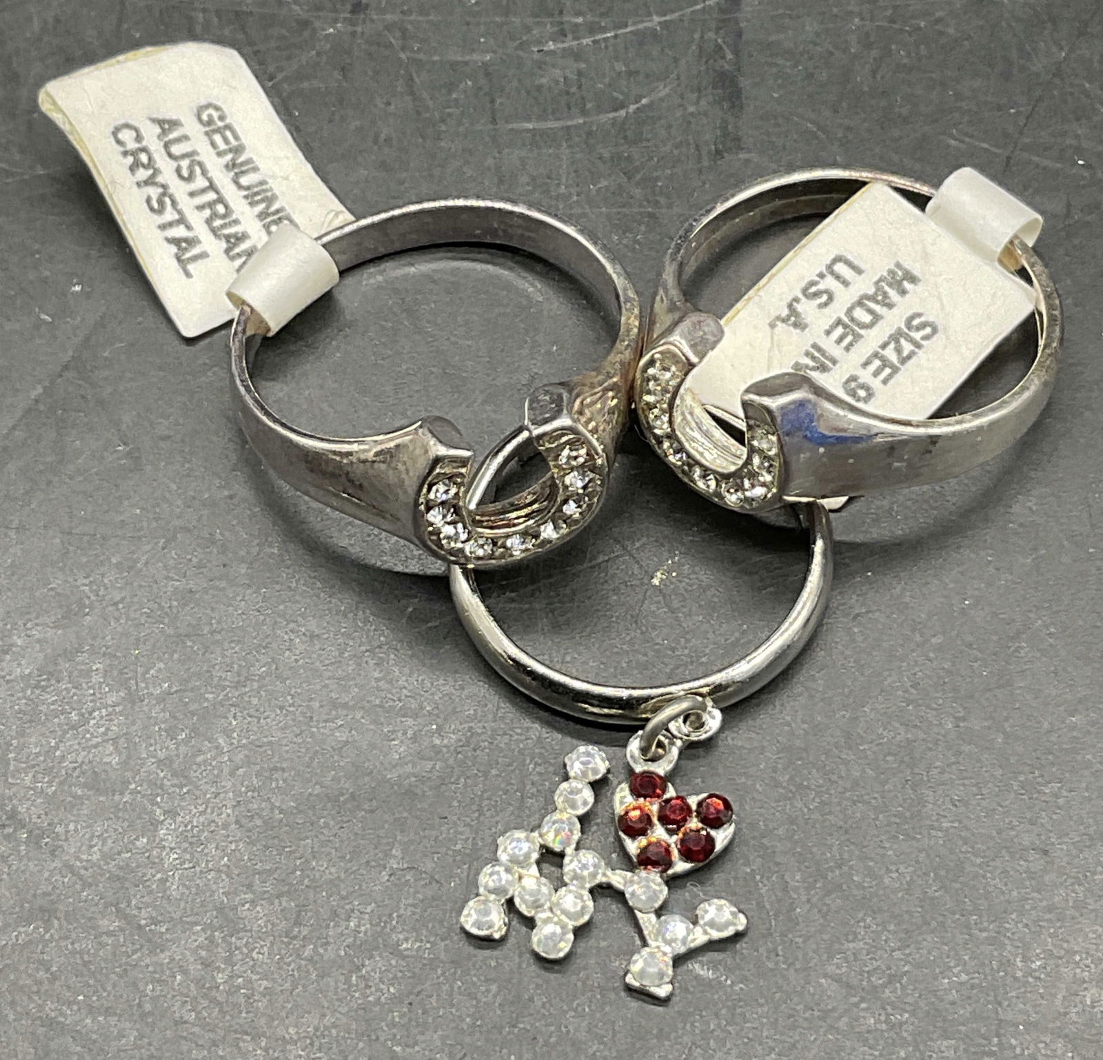 Lot 3  I LOVE NY & NWT Vintage Crystal Rings, USA (1 of 7)