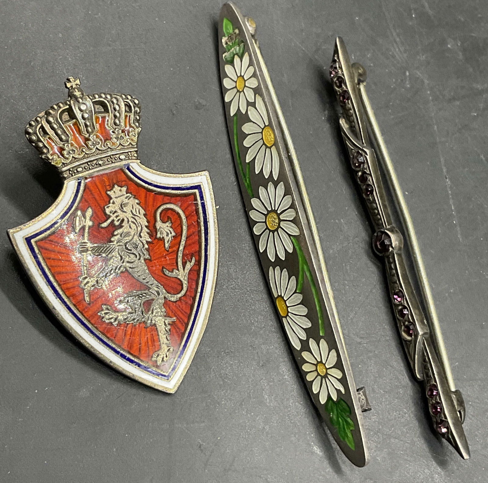 Lot 3 Vintage STERLING SILVER Brooches, Daisy + (1 of 8)