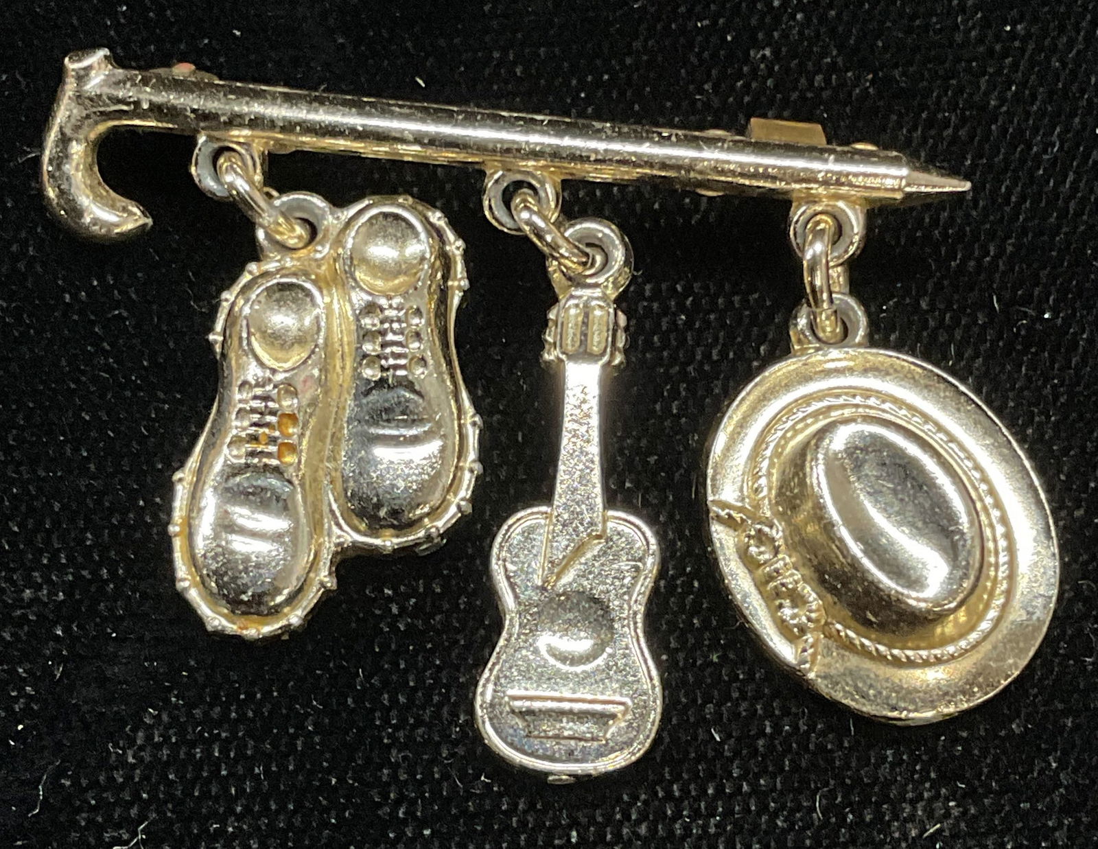 Signed Silver Tn Guitar Hat Shoes Brooch (1 of 6)
