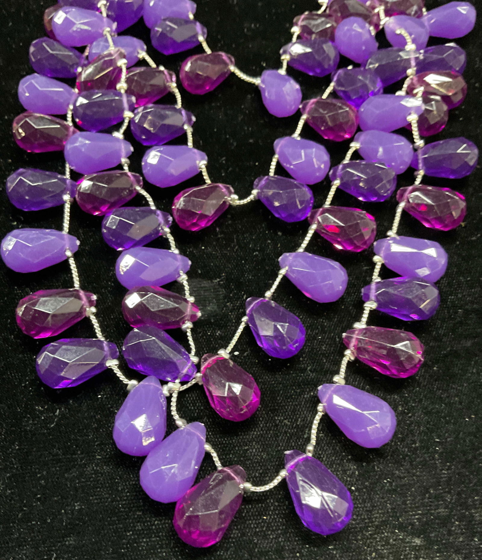 Vintage Silver Tone Purple Crystal Necklace (1 of 6)
