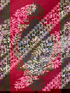 Vntg Handmade Oriental Wool Runner W Fringes: Runner is handmade and wool. Piece has intricate multi toned floral motif detail. Edges of rug have cream toned fringes. Rug is vintage. Oriental wool runner. Rug measures approximately 95 inches long
