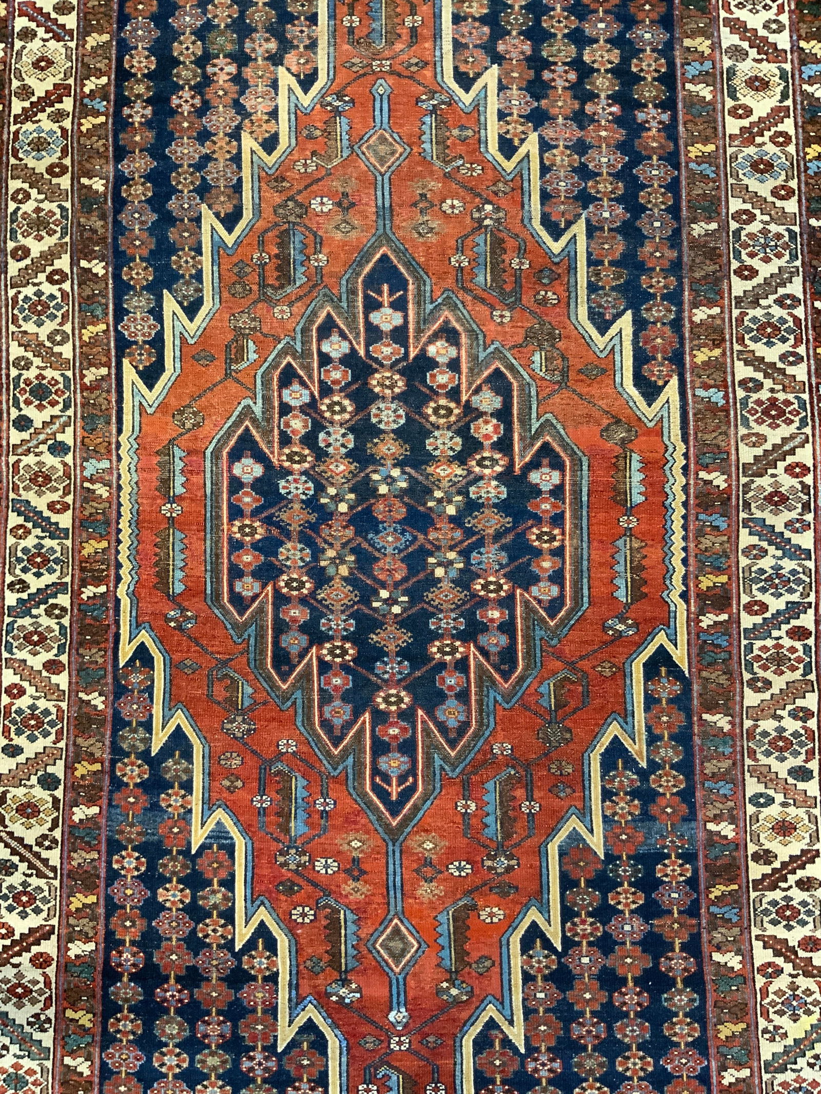Antq Persian Mazlaghan Handmade Wool Rug W Fringes (1 of 9)