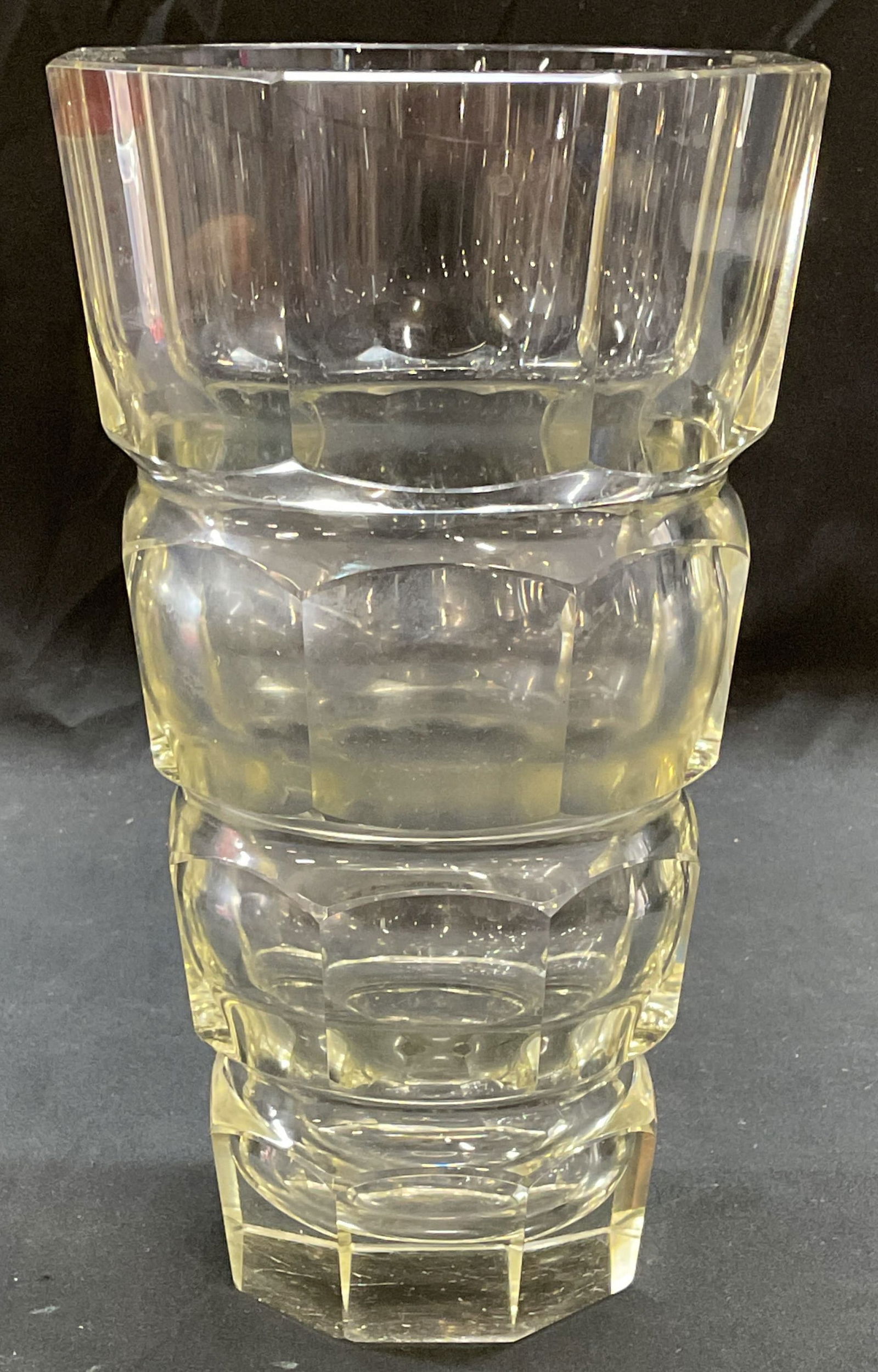Vintage Yellow Cut Crystal Vase (1 of 6)