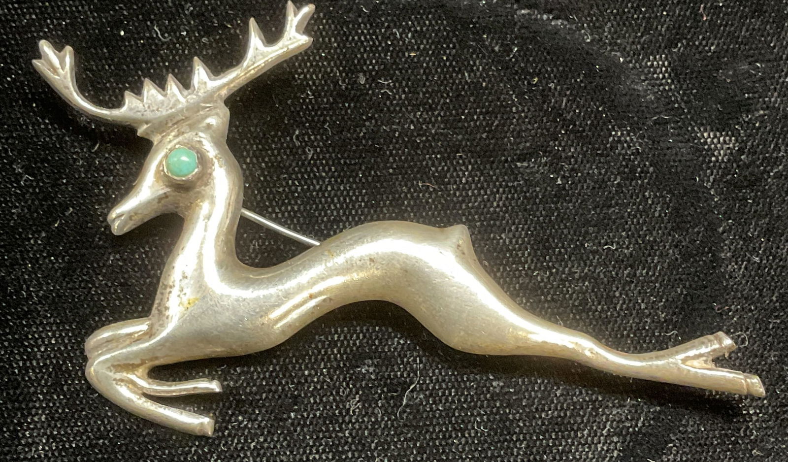 Vtg Silver & Turquoise Deer Brooch, Mexico (1 of 6)