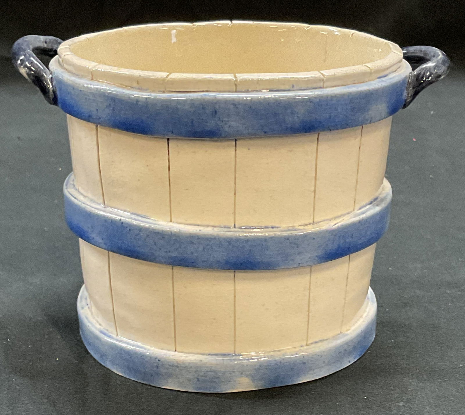 Signed DNW Handmade Ceramic Basket Planter (1 of 6)