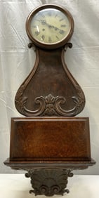 Carved Ornate Wooden Wall Clock, Germany