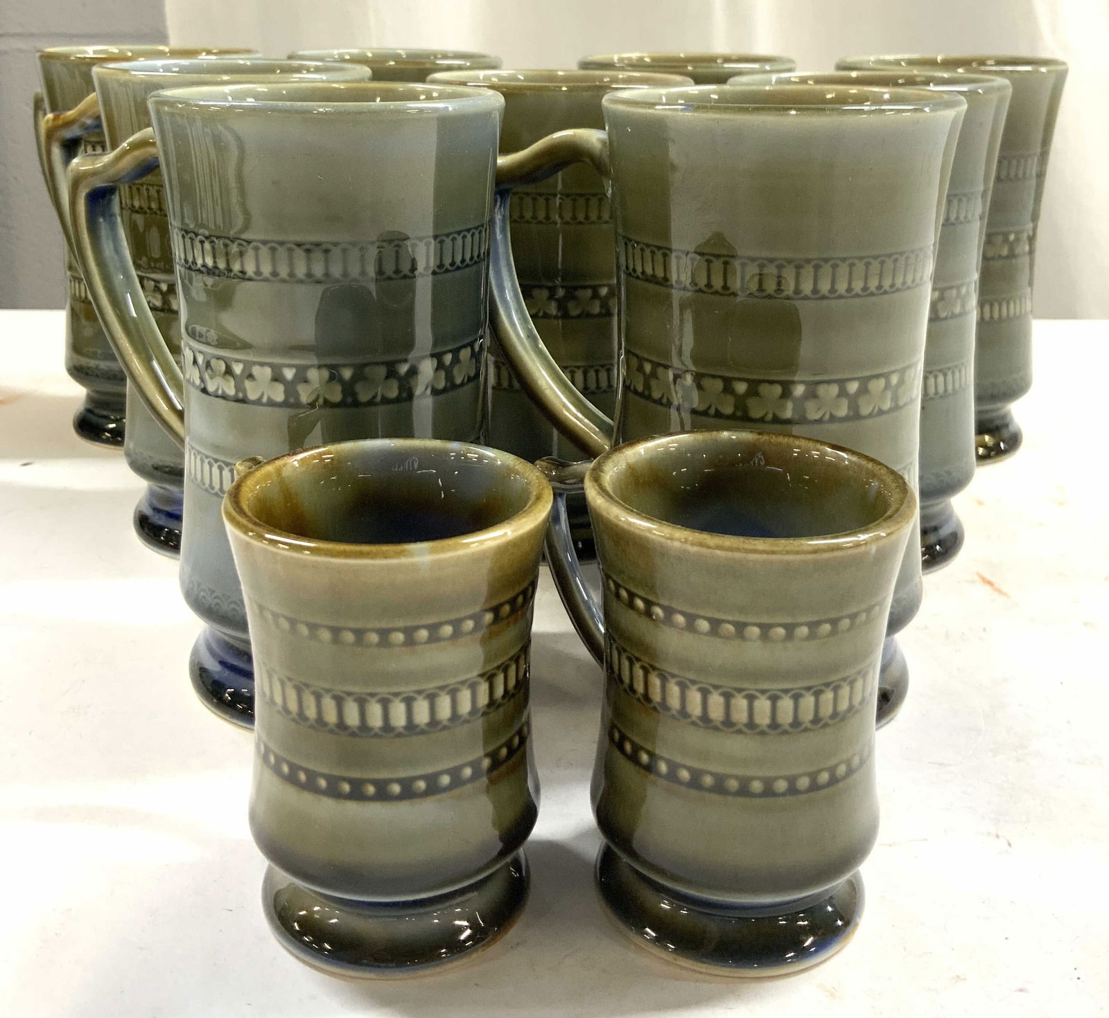 WADE IRISH Porcelain 11 Vintage Blue/Green Mugs (1 of 8)