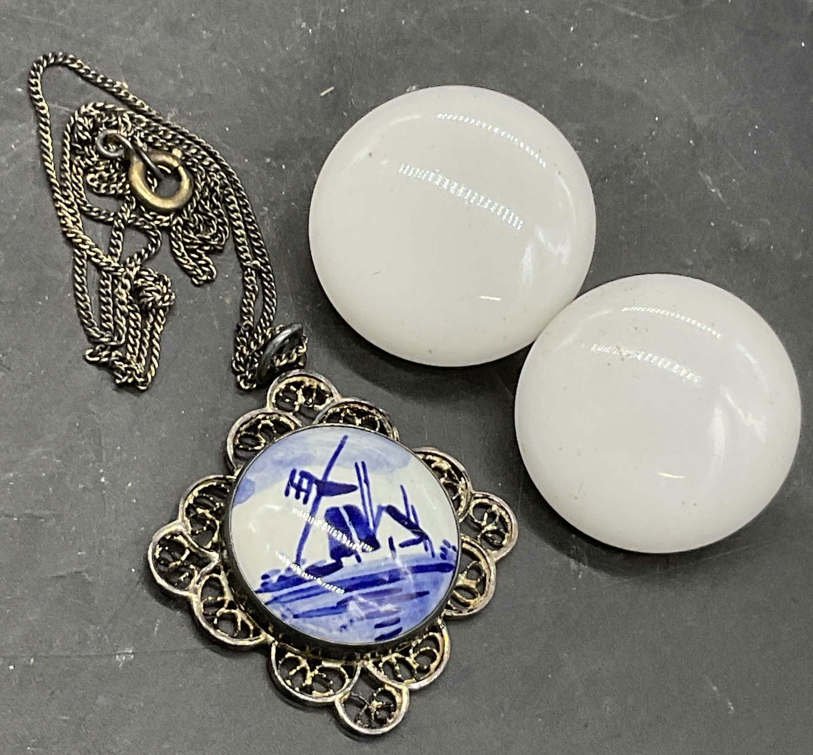 2 Vtg Jewelry, Delft Necklace & Earrings Japan (1 of 6)