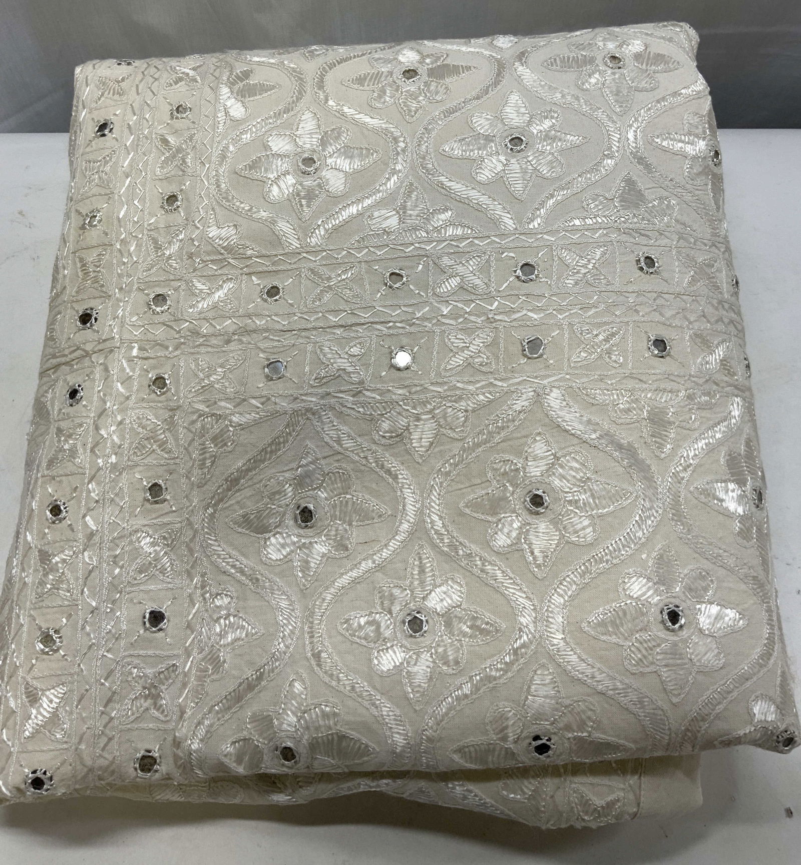 Custom Hand Embellished Silk Embroidered Bed Throw (1 of 6)