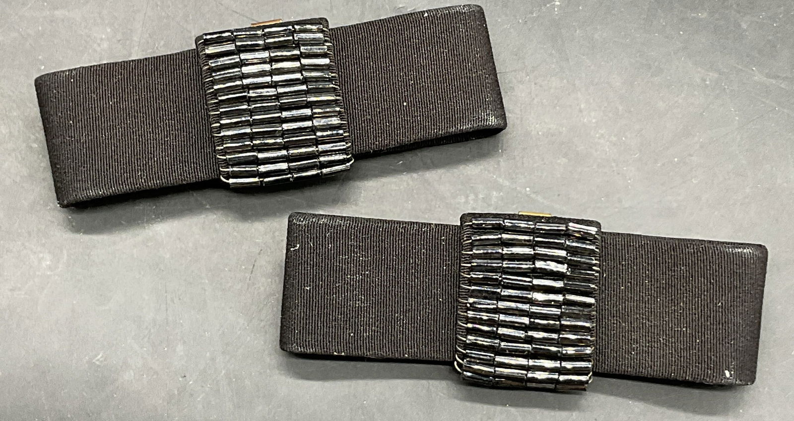 Pr Beaded Fabric Bow Tie Scarf Clips / Shoe Clips (1 of 6)