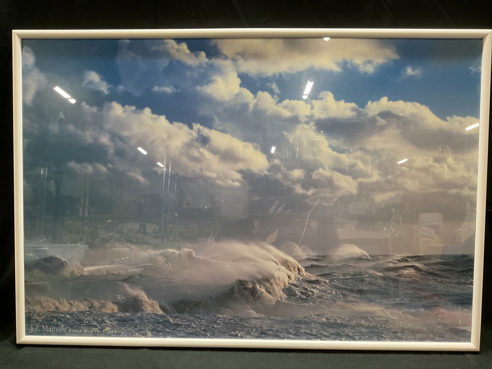 Framed J P Manville Ocean Waves Lithograph (1 of 6)