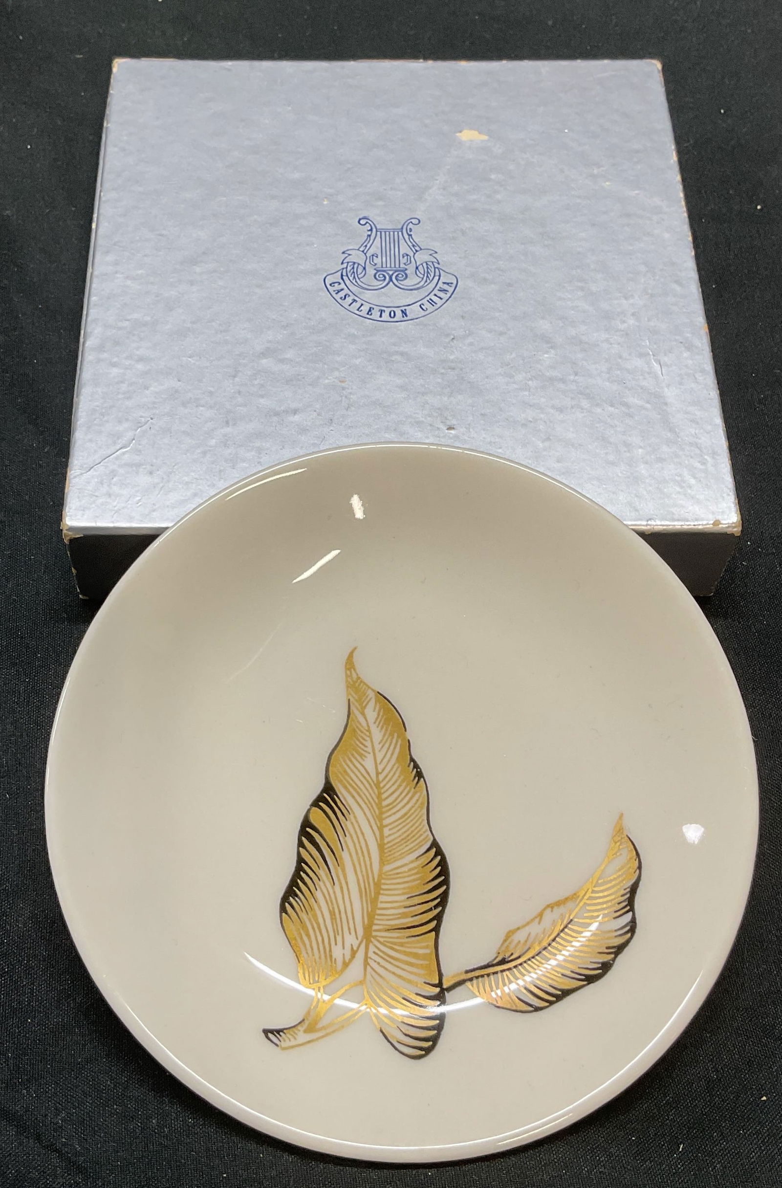 Vtg Castleton China Gilt Leaf Plate w Box (1 of 6)