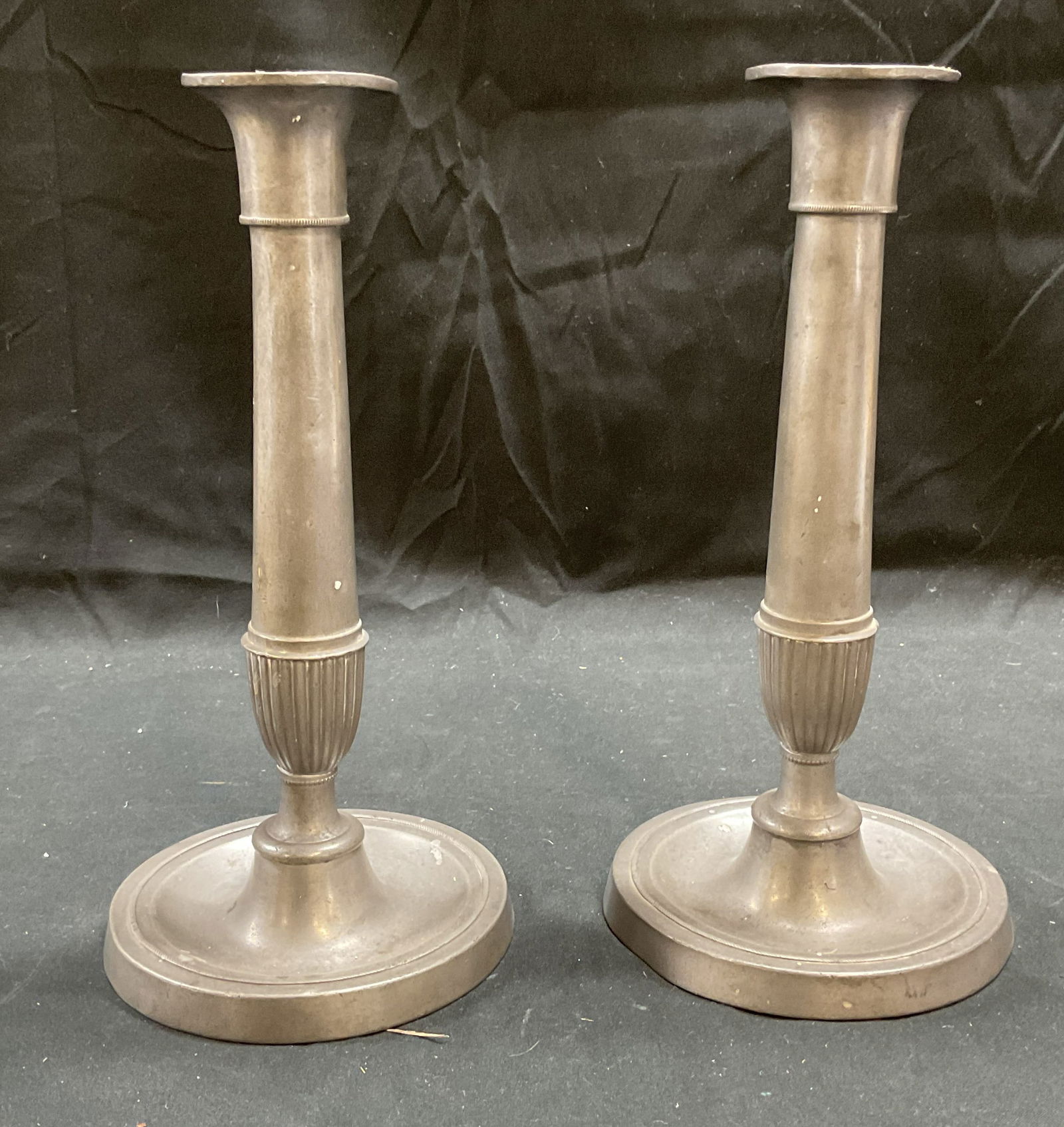 Pair Vintage Pewter Candle Holders (1 of 6)