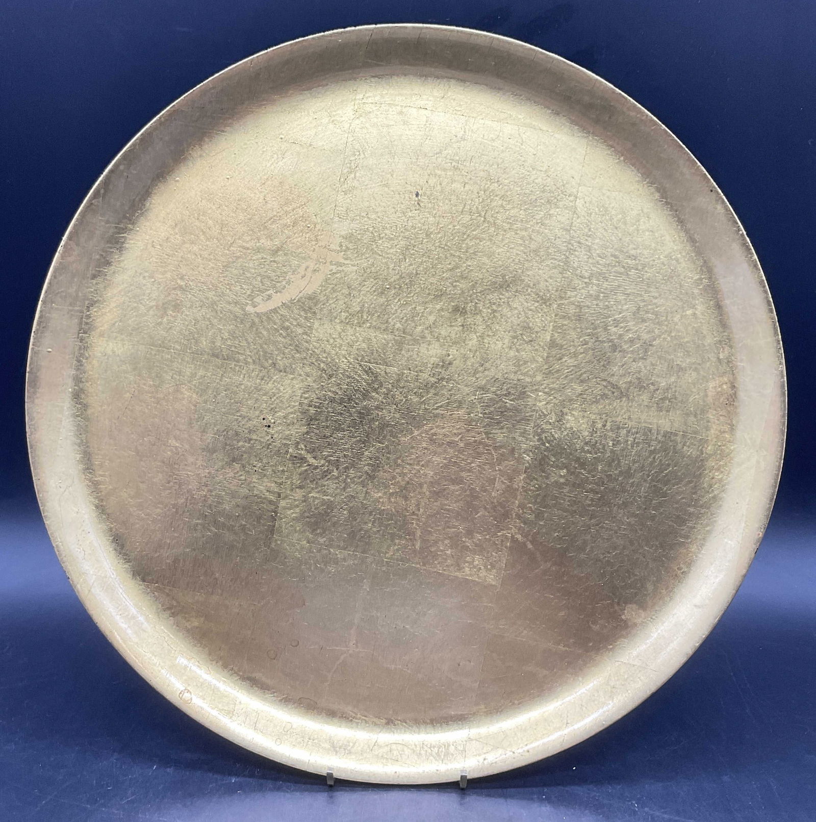 Metallic Gold Tone Round Wooden Serving Tray (1 of 7)