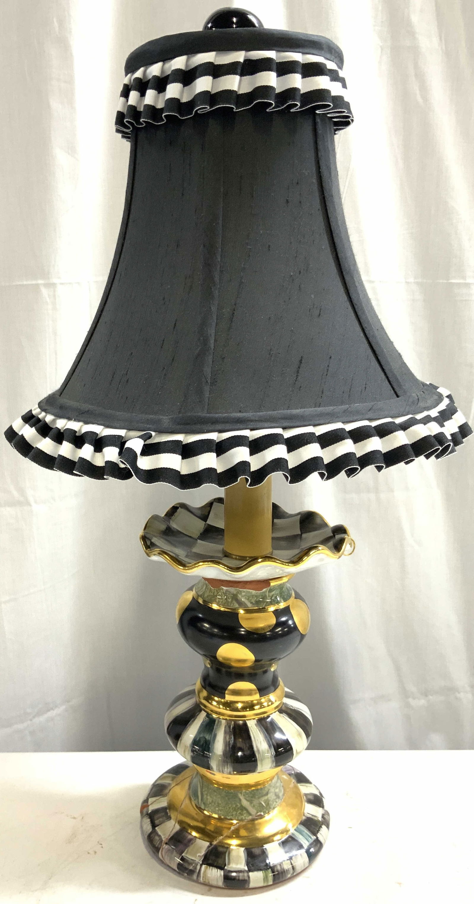 MACKENZIE CHILDS Ceramic Table Lamp W Shade (1 of 10)