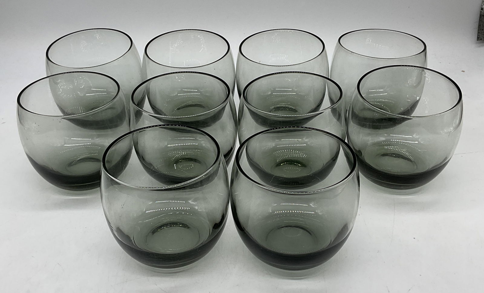 Set 10 Smoke Gray Roly Poly Cocktail Glasses (1 of 6)
