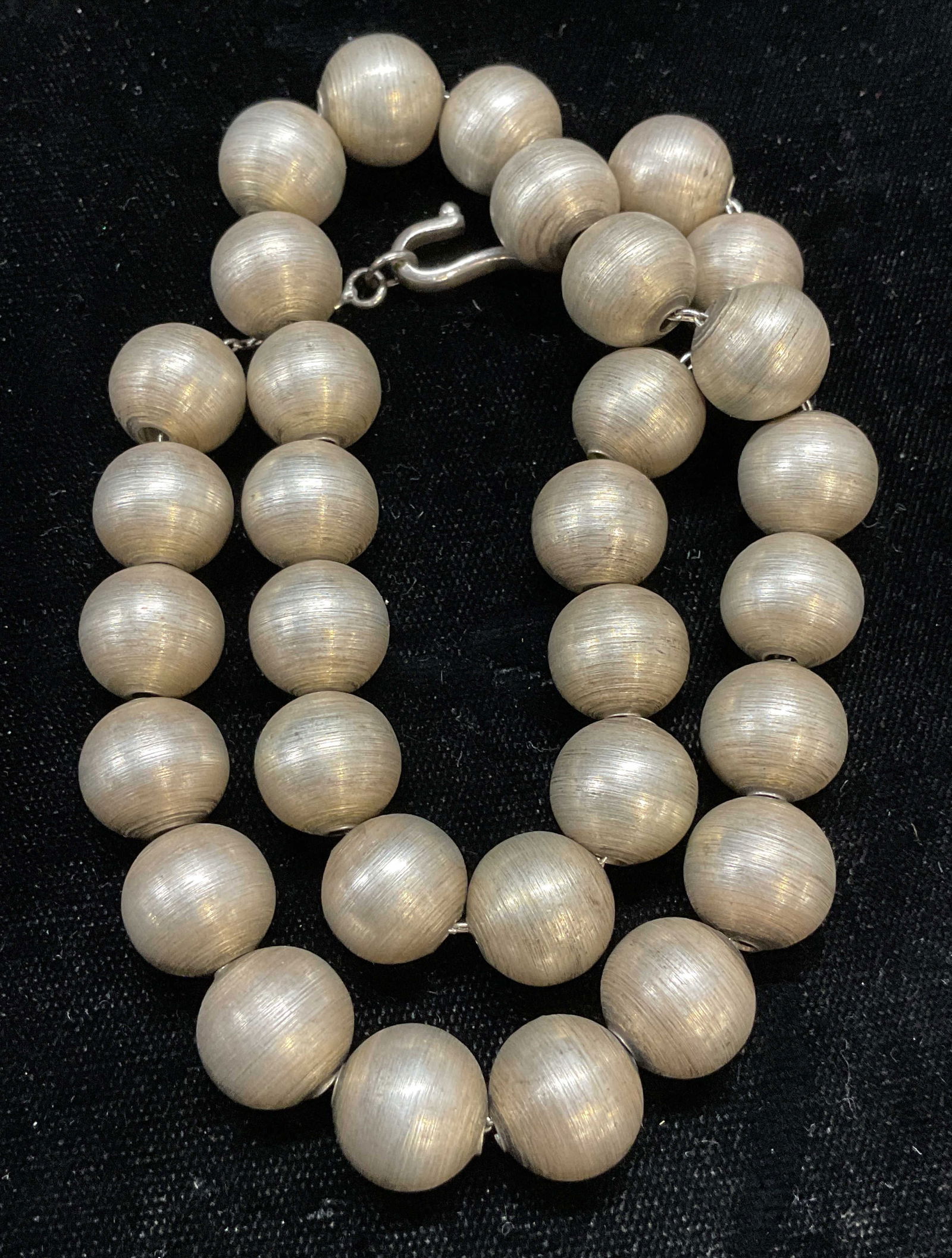 Vintage Signed Silver Beaded Necklace (1 of 7)