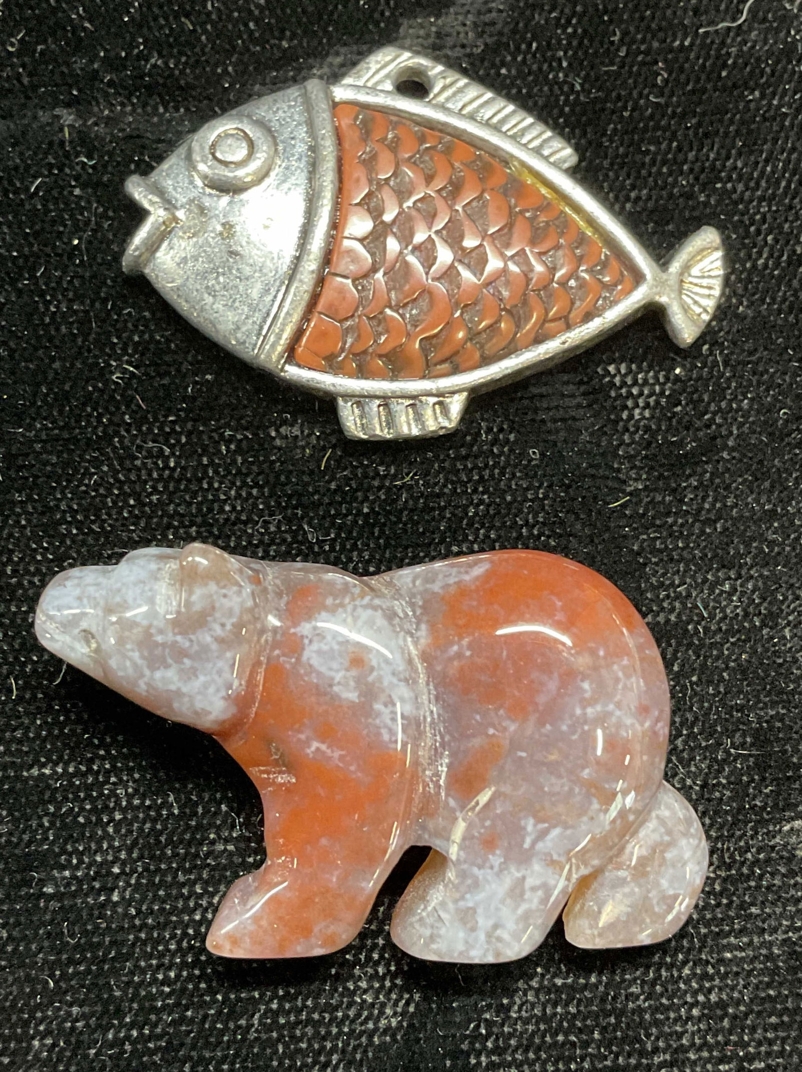 Lot 2 Semiprecious Stone Bear Brooch + (1 of 6)