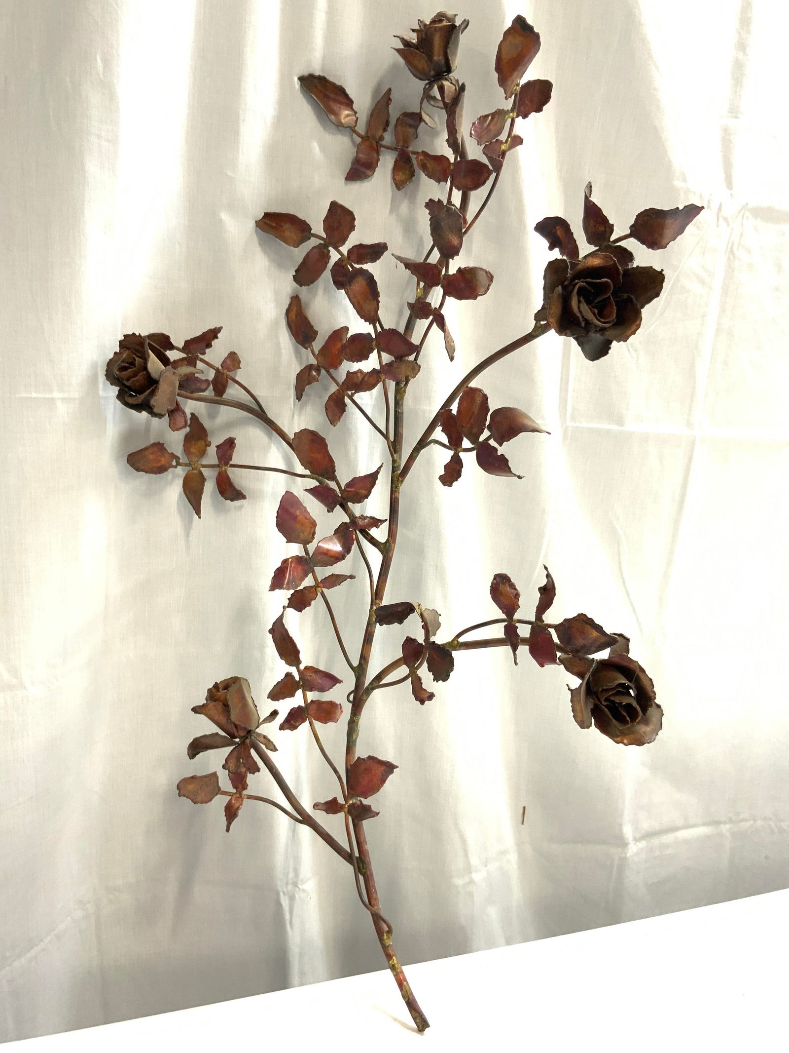 Metal Copper Floral Branch & Leaf Wall Sclpt 32in (1 of 7)